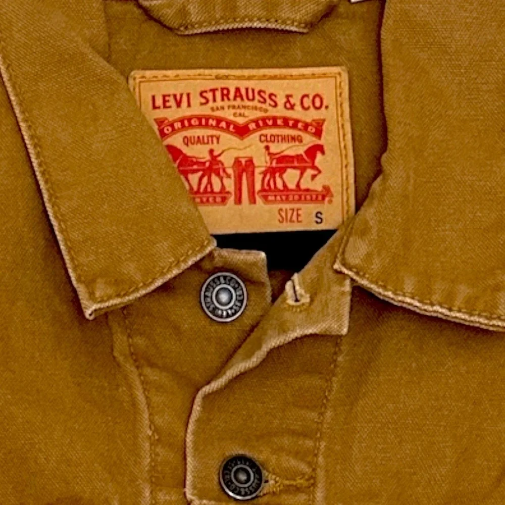 Levi's Mens Trucker Jacket Brown Cotton Canvas WaterLess Button Up Size S - Picture 3 of 12